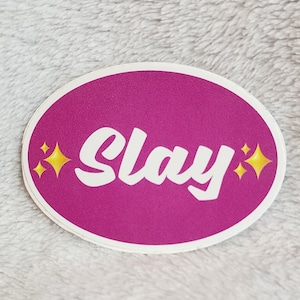 Slay Sticker: Pink & Gold Sparkle Decal