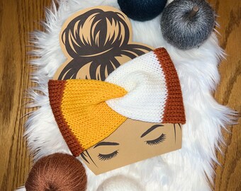 Twisted Candy Corn Ear Warmer