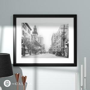 Downtown Jacksonville Historic Photo 1 inch Framed Matte Print (D) Wall Art Office Commercial Decor Waiting Room Housewarming Gift Airbnb