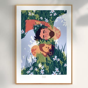 Siesta en la hierba – Lámina artística, dos hombres tumbados bajo un árbol al sol