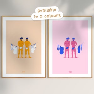 Chores – Sexy and flirty poster of two men hanging up their laundry