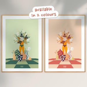Póster artístico "Flores y calzoncillos": Ilustración decorativa floral original (disponible en 2 colores)