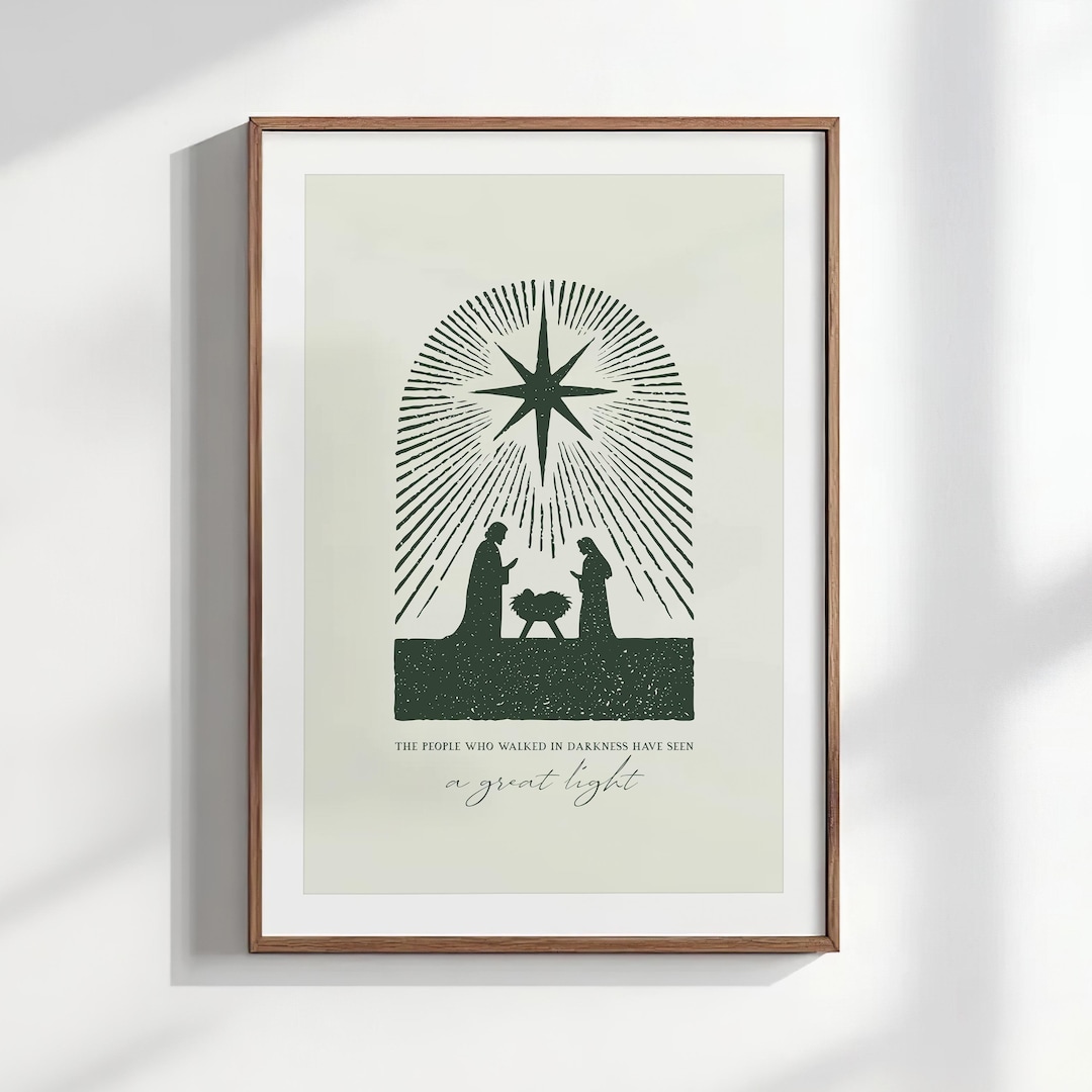 Nativity Scene Scripture Christmas Nativity Scene Wall Art, Modern Christian Scripture Print ...