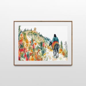 Palm Sunday- Cry for Jerusalem Wall Art, Jesus on a donkey, Christian Artwork, Holly Week Home Decor, Bible Inspired Easter Digital Download