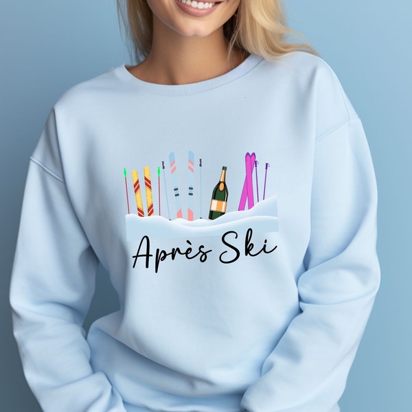 Apres Ski Sweatshirt, Apres Ski Pullover, Winter Sport Sweatshirt, Geschenke für Ski Bums, Aspen Pullover, Ski Shirt, Champagner Liebhaber