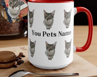Custom Cat Mom Mug from Photo, Custom Dog Mug, Custom Pet Photo Mug, Coffee Mug, Custom Cat and Dad mug, Personalized Cat Mom Mug