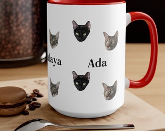 Mug maman chat personnalisé à partir de photo, mug à café pour amoureux des chats, mug à thé personnalisé, mug photo personnalisé pour animal de compagnie, mug à café, mug papa et chat personnalisé