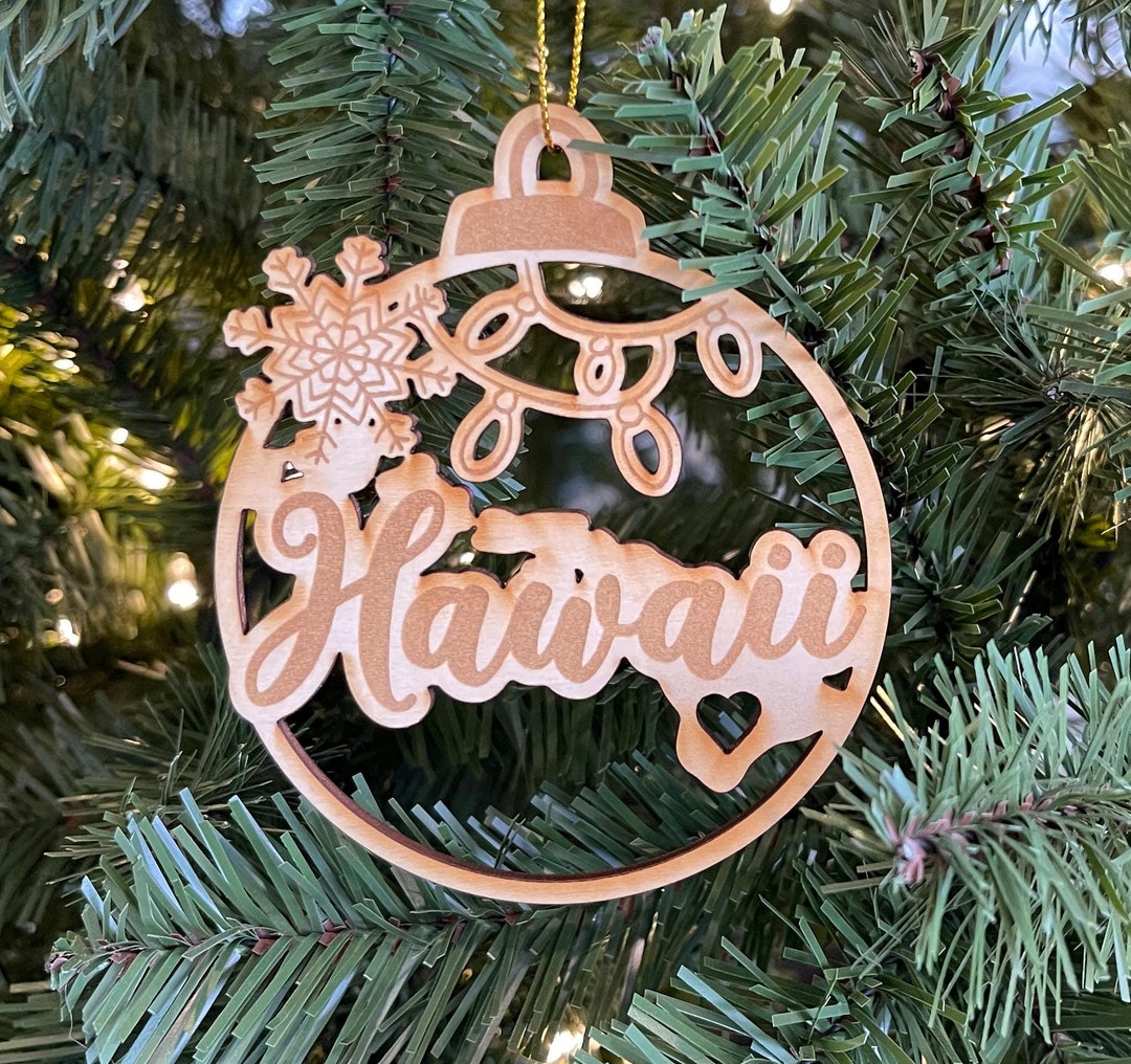 Hawaii HI State Christmas Ornament - Laser Cut Wood, 1/8'' Thick ...