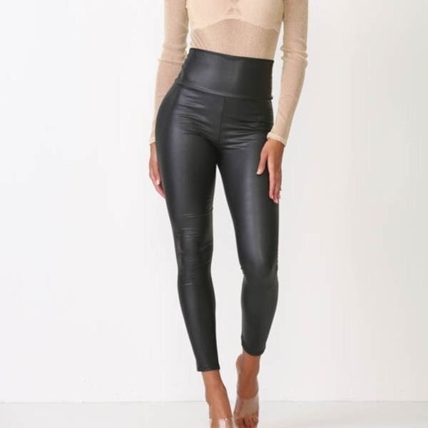 Women's High Waist Faux Leather Leggings