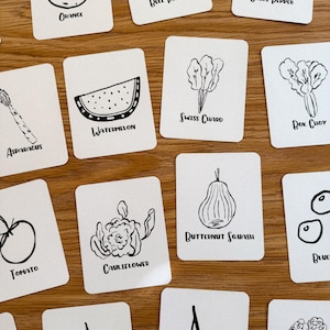 Color Your Own Fruit and Vegetable Flashcards, homeschool, learning resource, printable, nature  study, digital download, 28 Flashcards