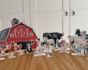 Farm Animal Paper Cutouts, morning basket, homeschool, learning resource, printable, nature science study, instant digital download