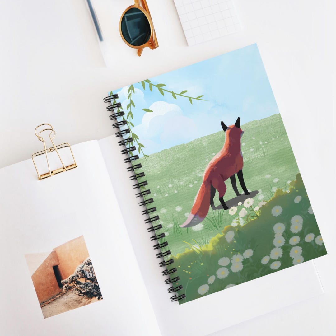 Whimsy Notebook Deco Spring Fox Spiral Notebook | Whimsical Nature Journal | Cottagecore ...
