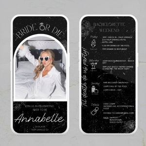 Bride Or Die Invitation | Tis Death Do Us Party | Bachelorette Invite | Black Bachelorette | Bride or Die Theme | Canva Template