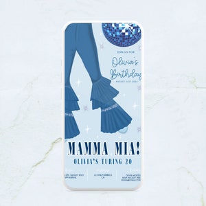 Mamma Mia Birthday Invitation | Mamma Mia Themed Birthday | Dancing Queen Birthday | Canva Template | Digital Invitation