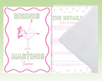 Bikinis and Martinis Bachelorette Invite | Martini Themed | Digital Template | Dirty Martini | Martini and Bikini | Invitation