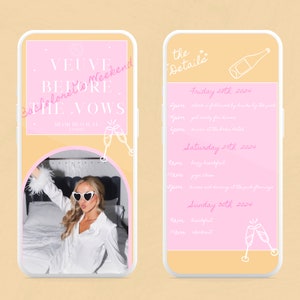 Veuve Before The Vows Champagne Bachelorette Digital Invite | Last Rendez Veuve | Hen Party Invitation | Canva Template