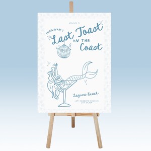 Last Toast On The Coast Welcome Sign | Coastal Hen Party | Sign | Canva Template | Hand Drawn Welcome Sign