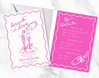 Hand-Drawn Drunk In Love Bachelorette Invitation (Digital Download)