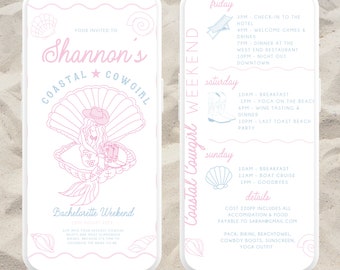 Coastal Cowgirl Bachelorette Digital Invitation | Canva Template | Digital Invite | Last Rodeo | Last Toast | Hen Party Invite