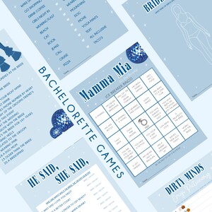 Mamma Mia Bachelorette Games | Mamma Mia Themed Bachelorette | Bachelorette Bingo | Emoji Dirty Minds | Canva Template | Hen Party
