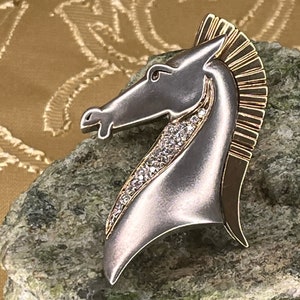 Vintage Erte Art "Le Cheval" Diamond & Sterling Silver/14K Brooch