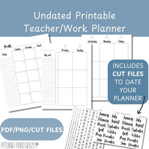 Printable Planner + Stickers | Month Script Stickers | Printable Stickers | Printable Planner | Stickers