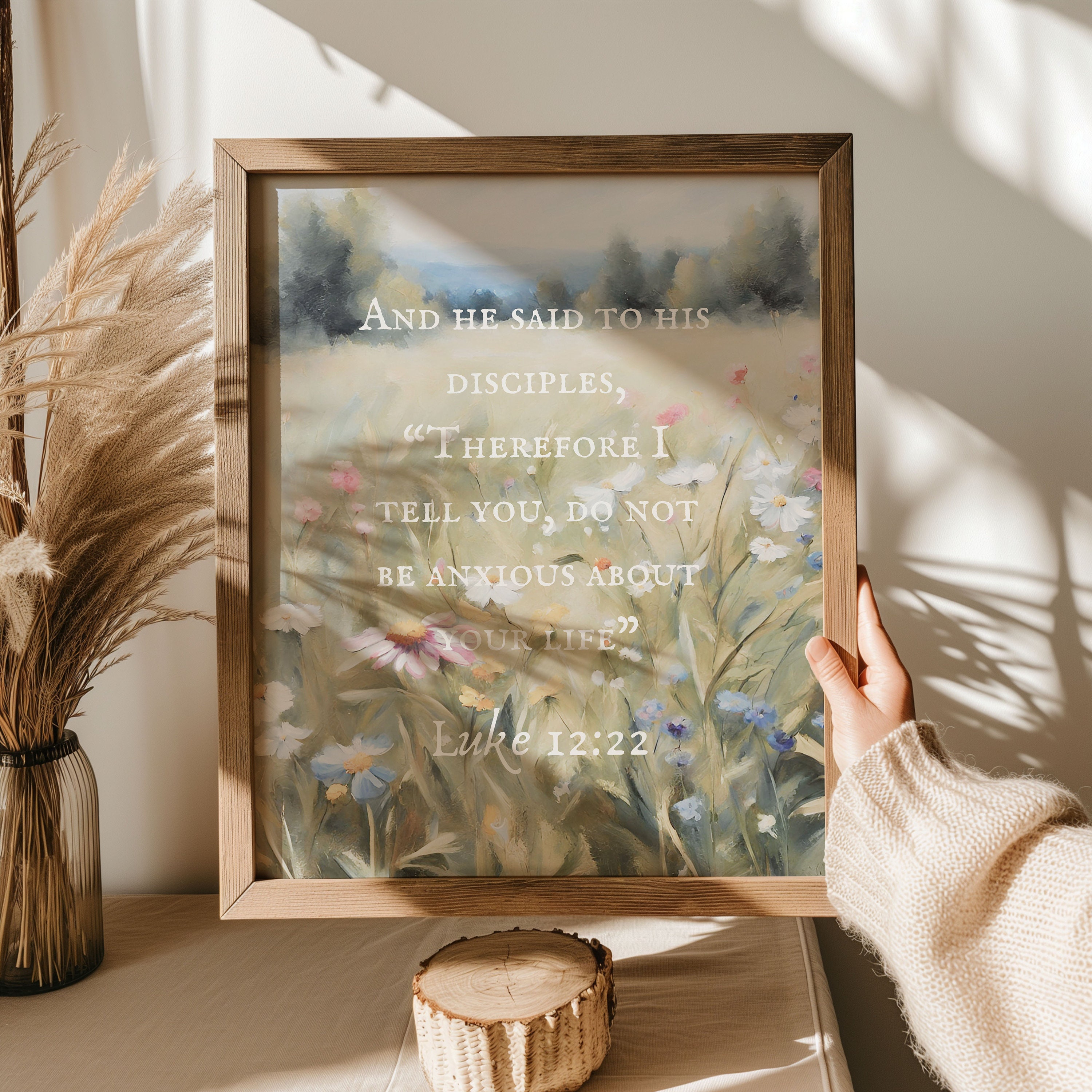 Floral Bible Verse Art Print, Luke 12:22 (digital Download) - Etsy