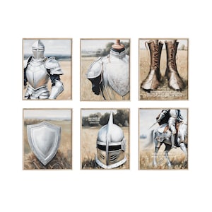 Christian Wall Art Set, Ephesians 6:13 Armor of God Wall Art Set of 6 Prints, Bible Verse Wall Art, Armor of God Poster, Scripture Printable