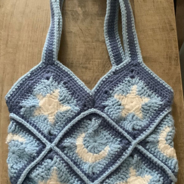 Sac en crochet bleu