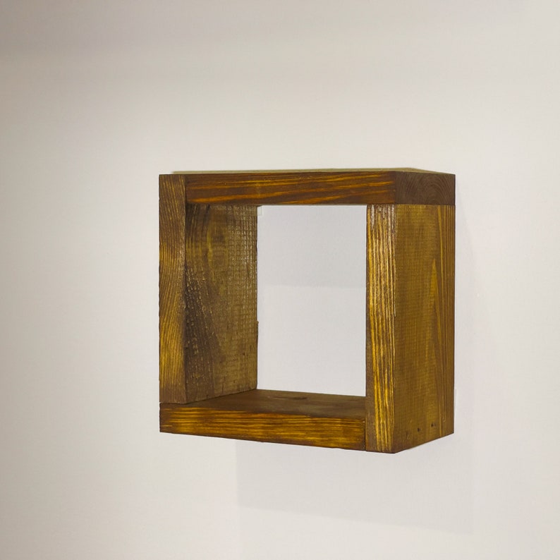 Set of 2 wooden Cube Shelf floating Cube Shelf hanging Plant Display shadow Box Shelf Box Shelf