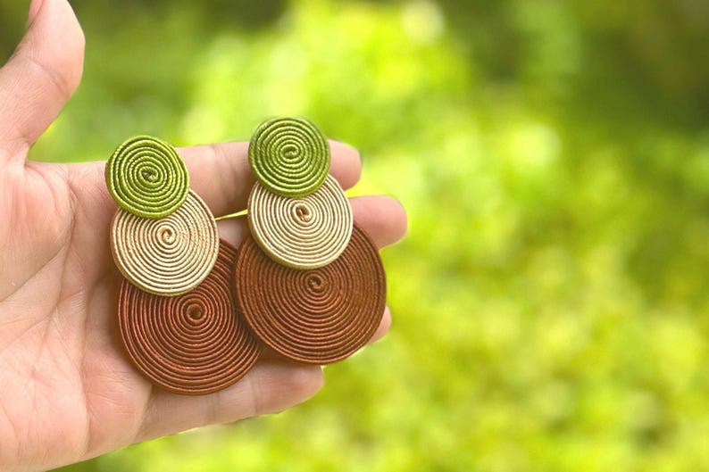 Handmade Soutache Earrings: Rainbow Neon Art Jewelry Earthy tones