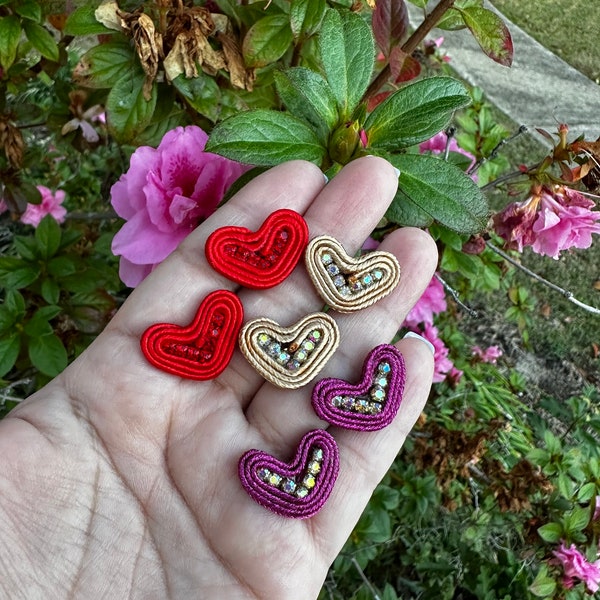 Valentines heart earrings, love, Friendship, colorful handmade studs , Rainbow elegant stud earrings, handmade heart earrings, Amor