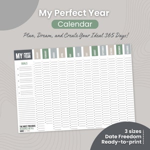 My Perfect Year Calendar Plan, Dream, and Create Your Ideal 365 Days - Etsy