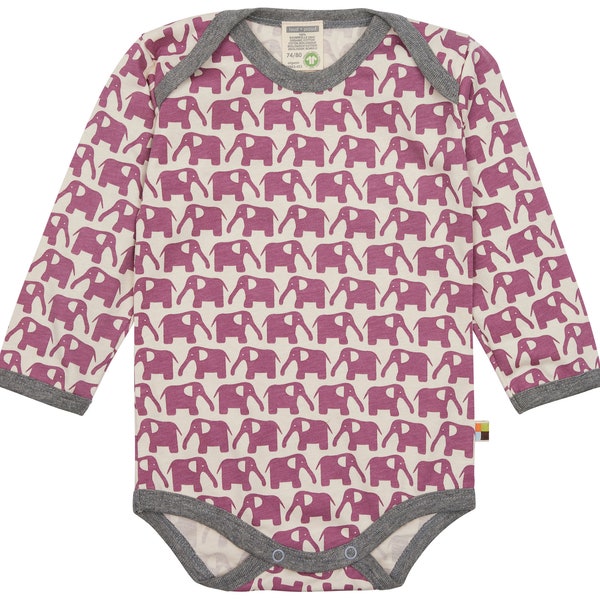 Body long sleeve with elephant print made of organic cotton