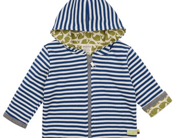Reversible jacket with hood made of organic cotton