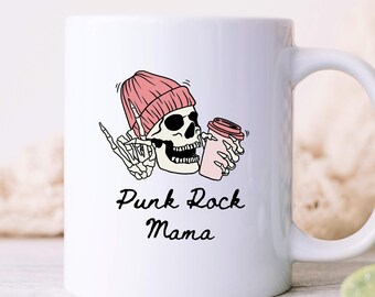 Punk Rock Mama Coffee Mug, Mom Rocks Coffee Cup, Prezent na Dzień Matki, Prezent dla Mamy, Prezent dla Miłośnika Kawy, Humorystyczny Kubek, Zabawny Kubek Kawy