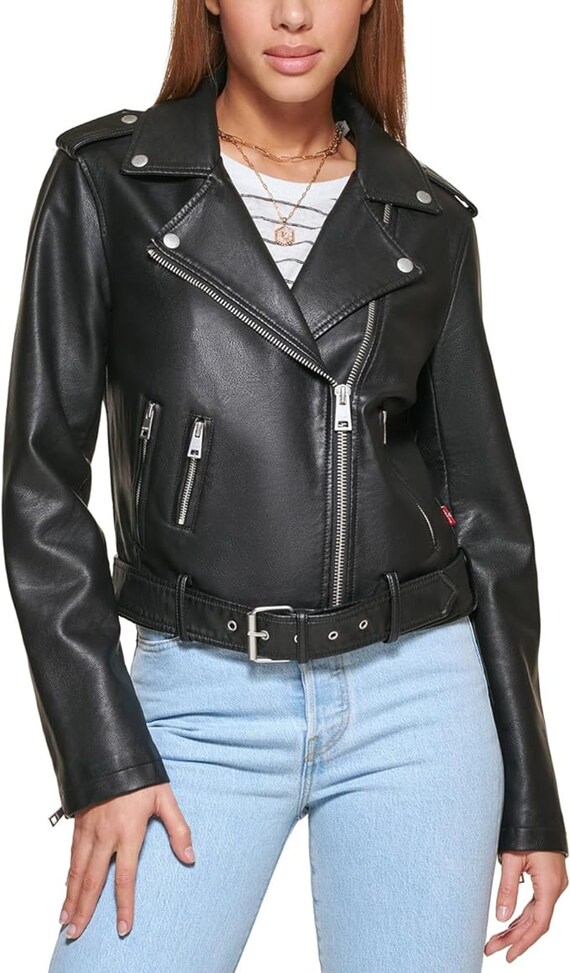 Ladies denim motorcycle clearance jacket