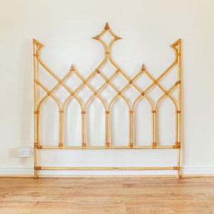 RARE Bamboo Diamond Design Double Bed Headboard, Vintage Boho Home Decor / Bohemian Bedroom Decor