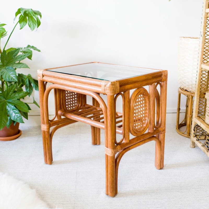 Rattan Side Table - Etsy