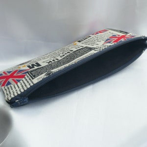 Sac à main zippé Union Jack, étui à crayons stationnaire dart marine noir, pochette de rangement zippée, pochette de sac à main zippée musicale britannique des années 1970, pochette de voyage image 6