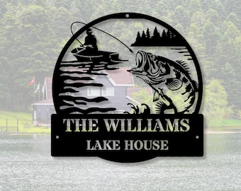 Custom Lake House Metal Sign, Fisherman Decor, Cabin Wall Art