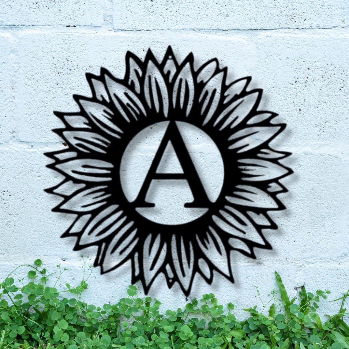 Outdoor Initial A Sign Custom Sunflower Initial Metal Sign, Farmhouse Metal Sign, Country ...