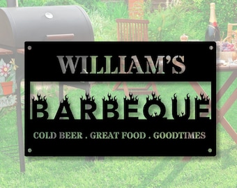 Custom Metal Grilling Sign, Metal Grill Sign, Personalized BBQ Sign, Custom Barbecue Sign, BBQ Metal Sign, Patio Decor, Outdoor Grill Sign