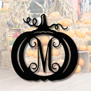 Personalized Pumpkin Initial Monogram, Fall Decor Wall Hanging, Large Wall Hanging, Metal Pumpkin Sign, Patio Sign, Fall Wall Art