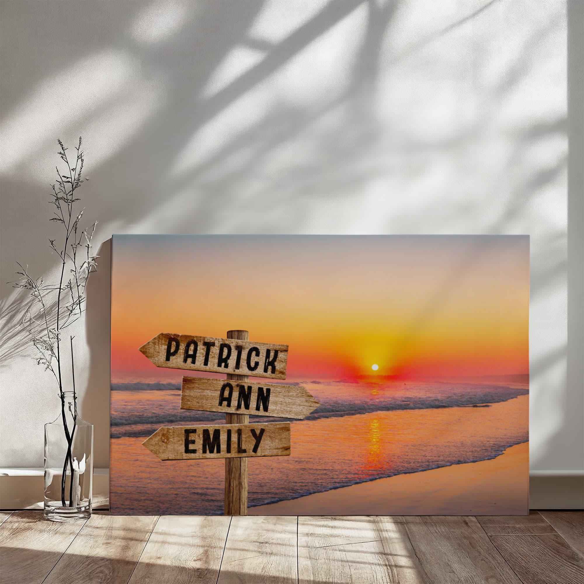 Personalized Beach Names Wall Decor, Custom Beach Canvas Sign, Family Names Wall Art, Kids Names Wall Art Mother's Day Gifts, Christmas Gift