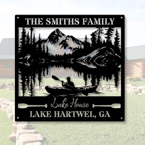 Custom Lake House Metal Sign Wall, Forest Lake Sign, Personalized Lake House Name Sign,Camping Metal sign,Lake House Decor