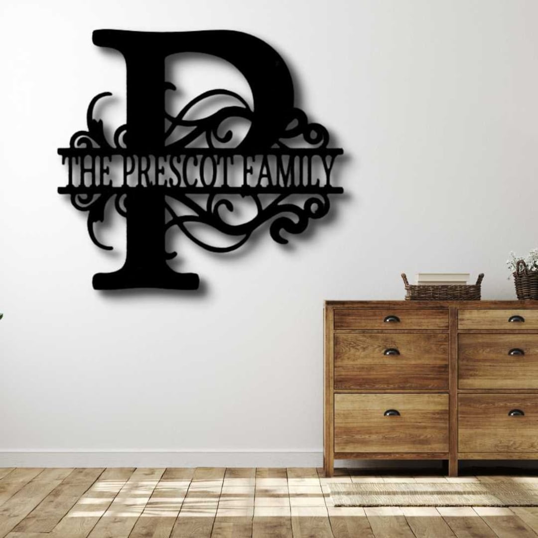 Nested Letters Signs Custom Split Letter Metal Sign, Personalized Split Letter Sign, Couple ...