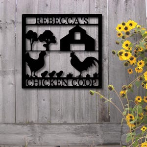 Personalized Chicken Coop Metal Sign, The Coop Sign, Hen House Sign, Barn House Decor, Farm Sign, Custom Chicken Name, Egg Shack Sign