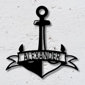 Personalized Anchor Metal Sign, Metal Wall Decor, Family Name Wall Sign ...