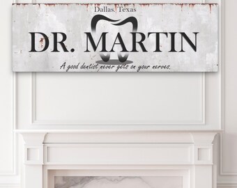 Personalized Dentist Office Sign, Custom Dental Art, Rustic Doctor Wall Decor